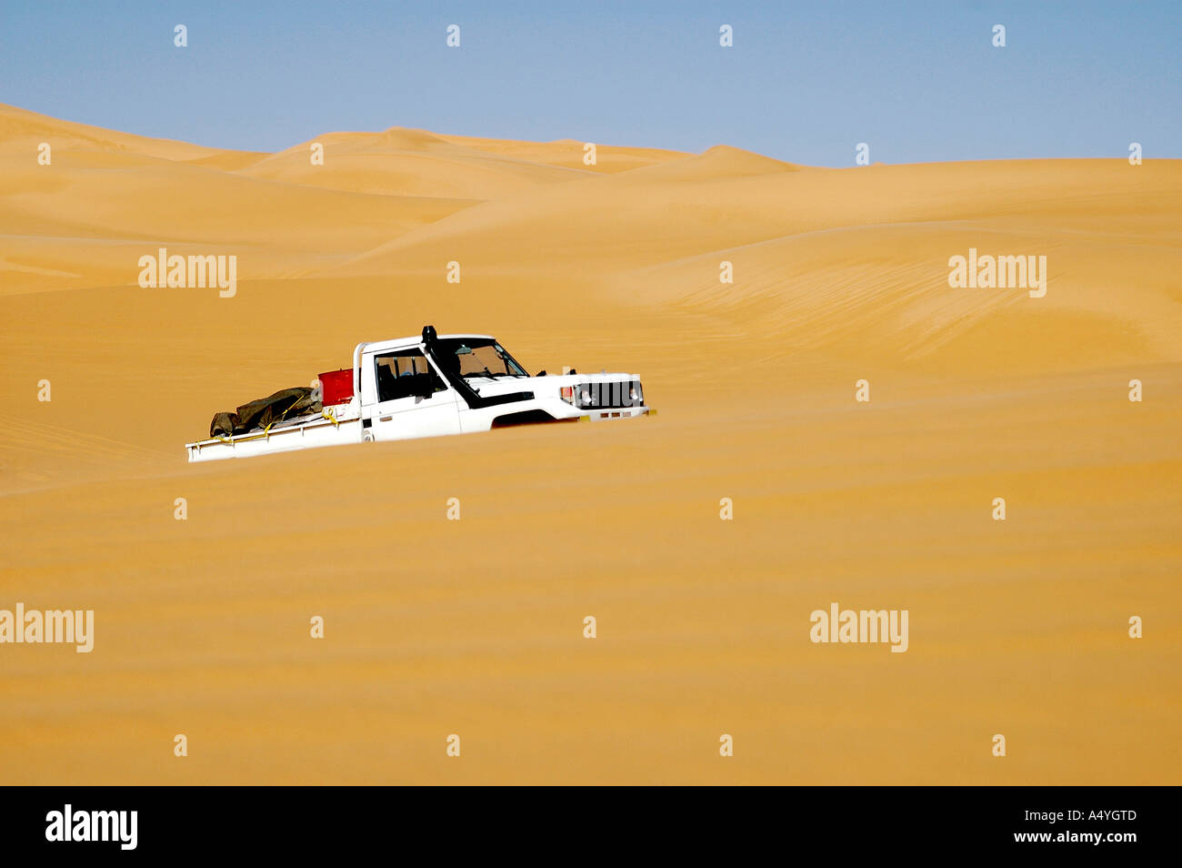 Pickup four wheel drive jeep in the desert sand Mandara Oasis Sahara