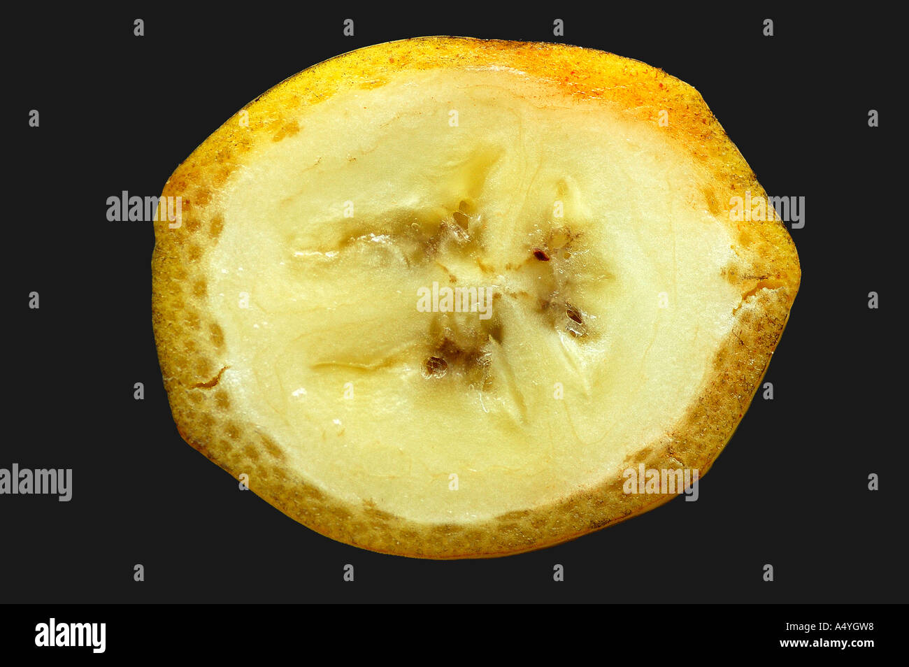 Crosssection of a ripe banana Musa paradisiaca sapientum Stock Photo
