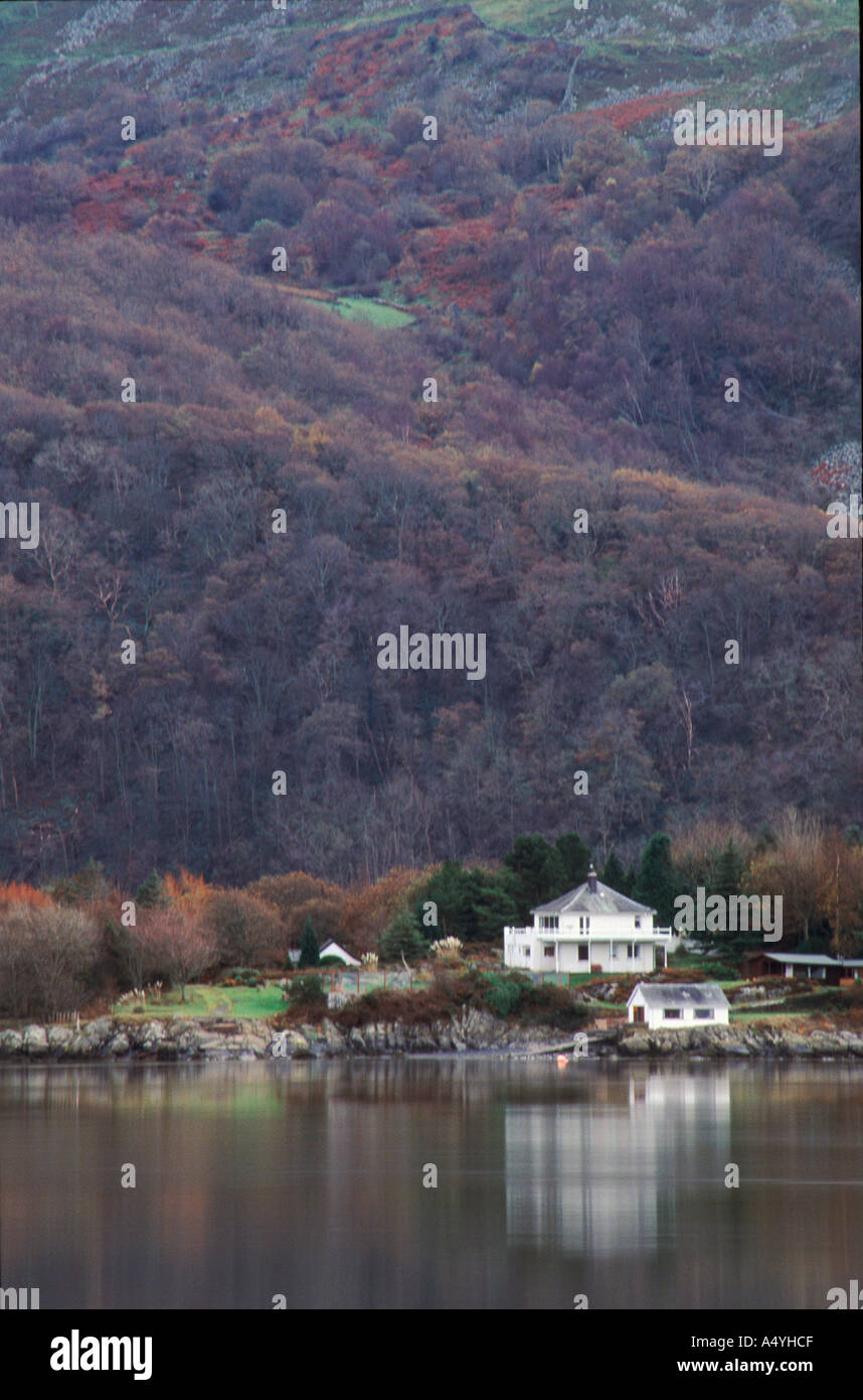 Houses on the Mawddach Estuary Near Fairbourne North West Wales Stock Photo