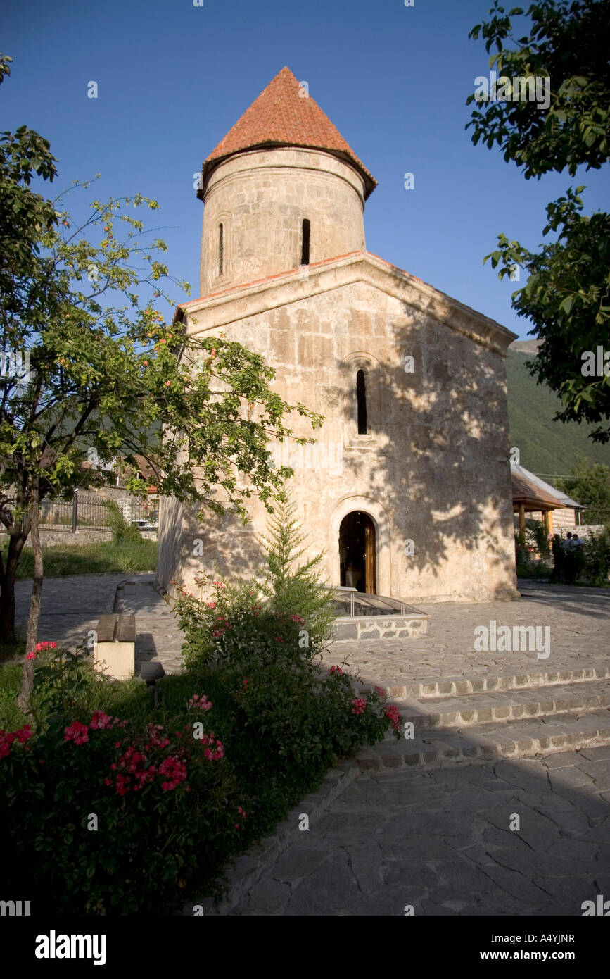 An ancient Albanian church built in the 12th century stands renovated