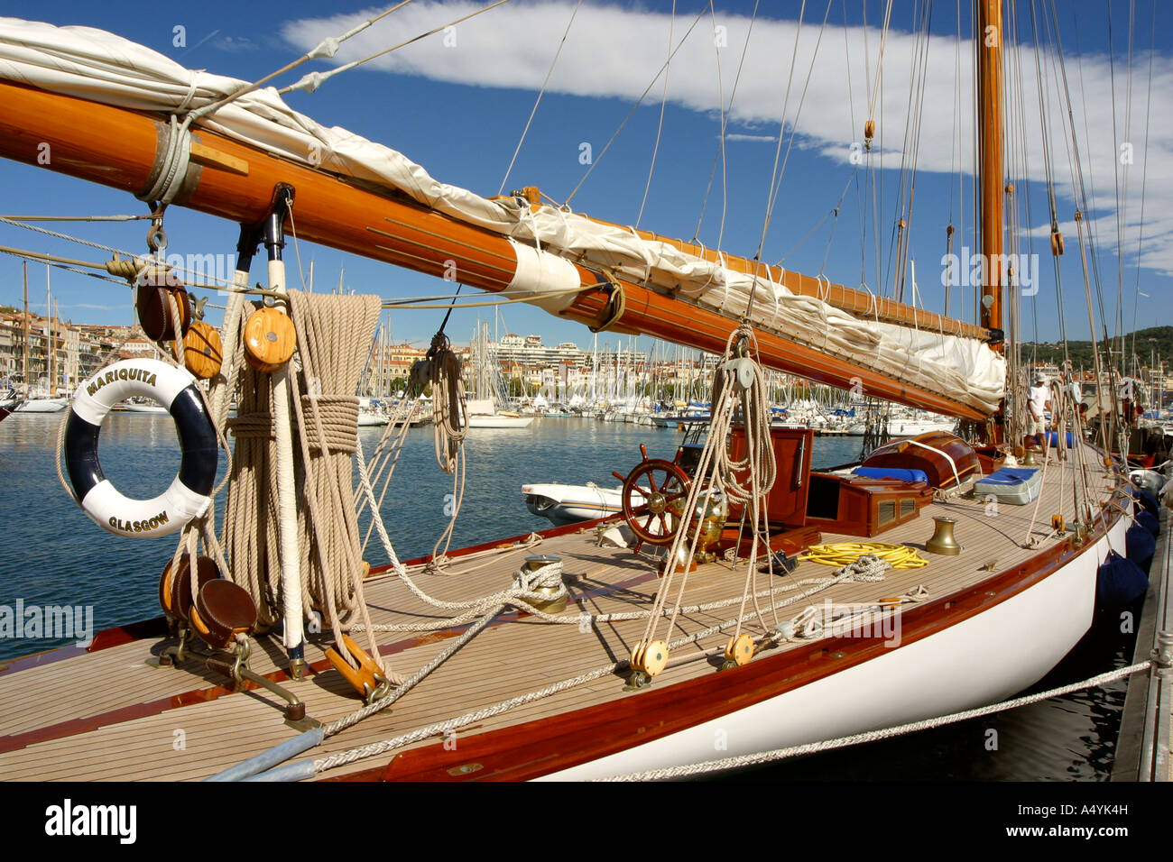 Old wooden super yacht Stock Photo - Alamy