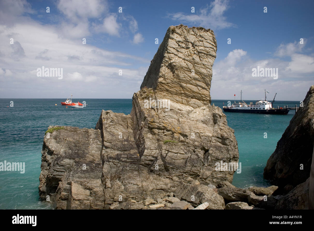 The MS Oldenburg passenger ferry for Lundy Island moored at the Landing ...