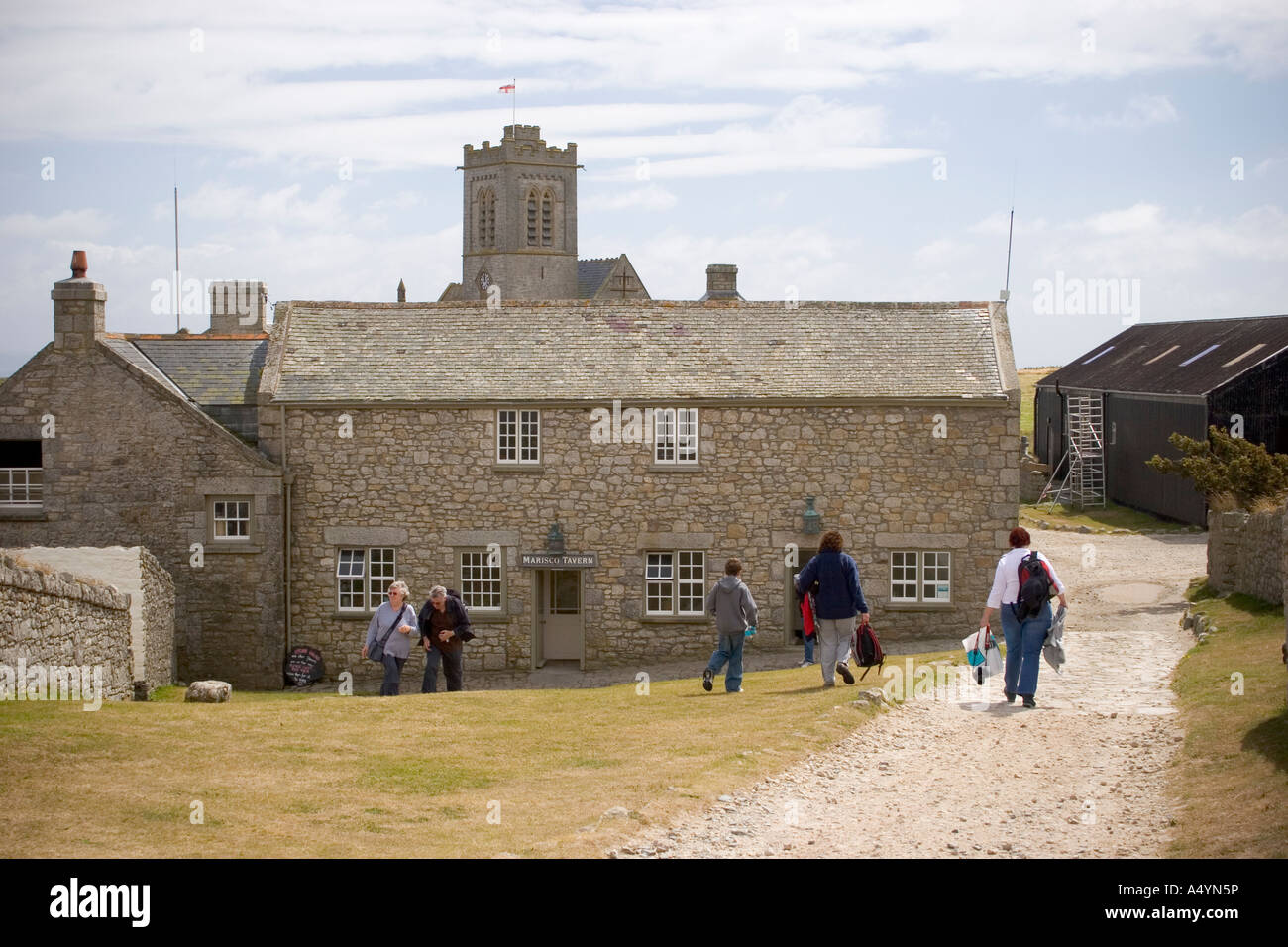 View of Lundy Village and the Marisco Tavern on Lundy Island Stock