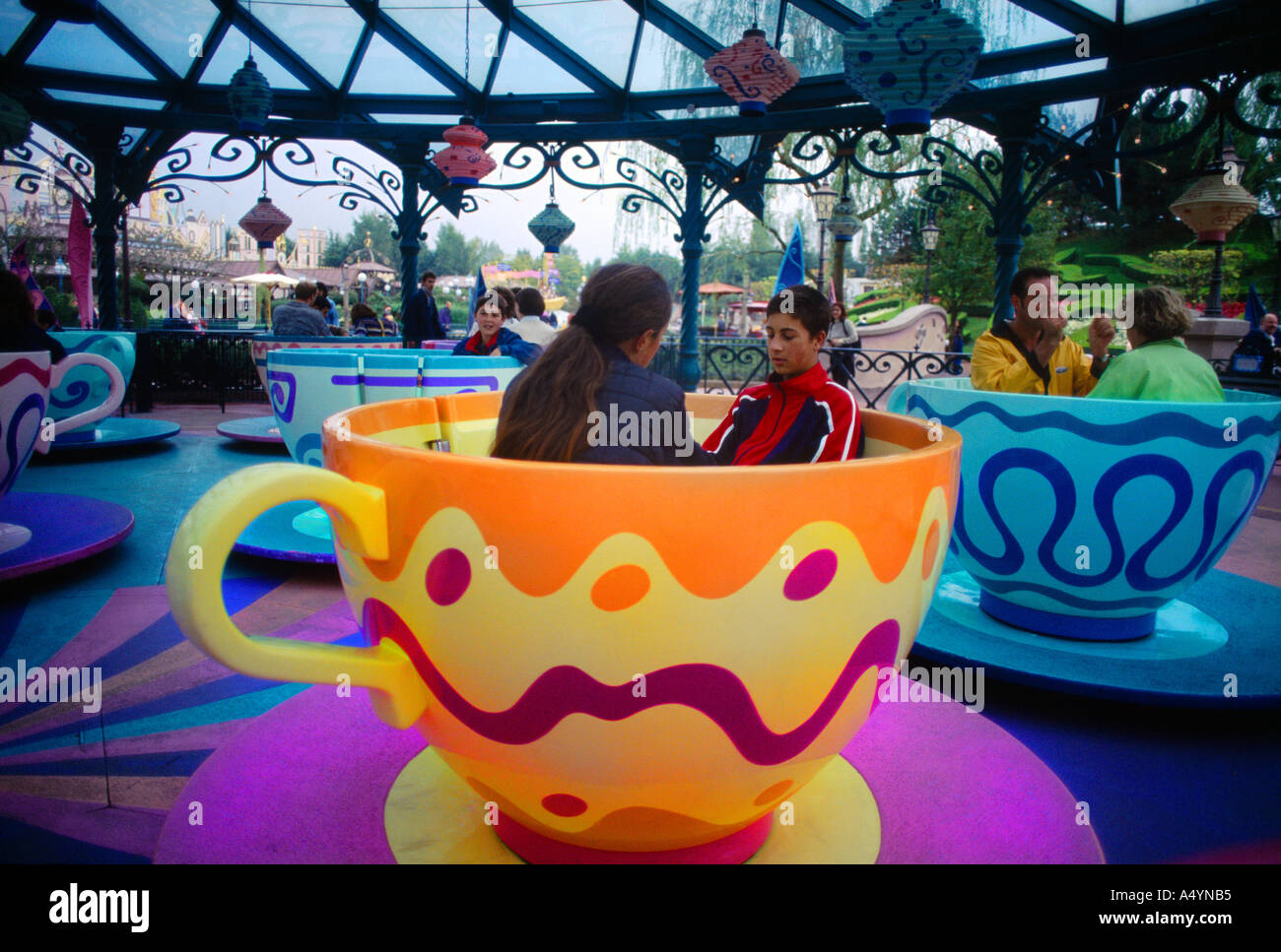 Paris France Euro Disney Tea Cup Ride Stock Photo Alamy