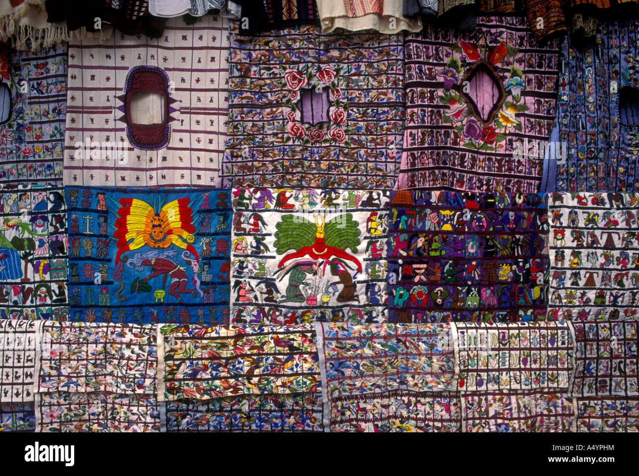Guatemalan vendor stall in the town of Panajachel in Solola Department Guatemala Stock Photo