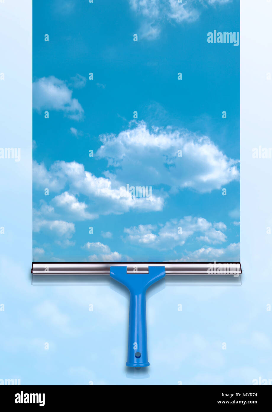 window wiper cleans window Fensterwischer wischt Scheibe frei Stock Photo