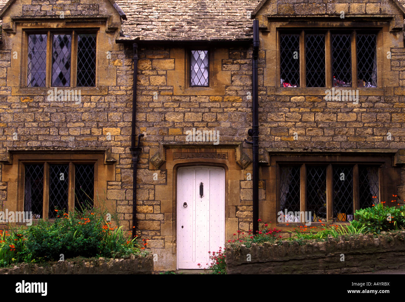 Architecture stone building in the village of Bourton-on-the-Hill in Gloucestershire County England Europe Stock Photo