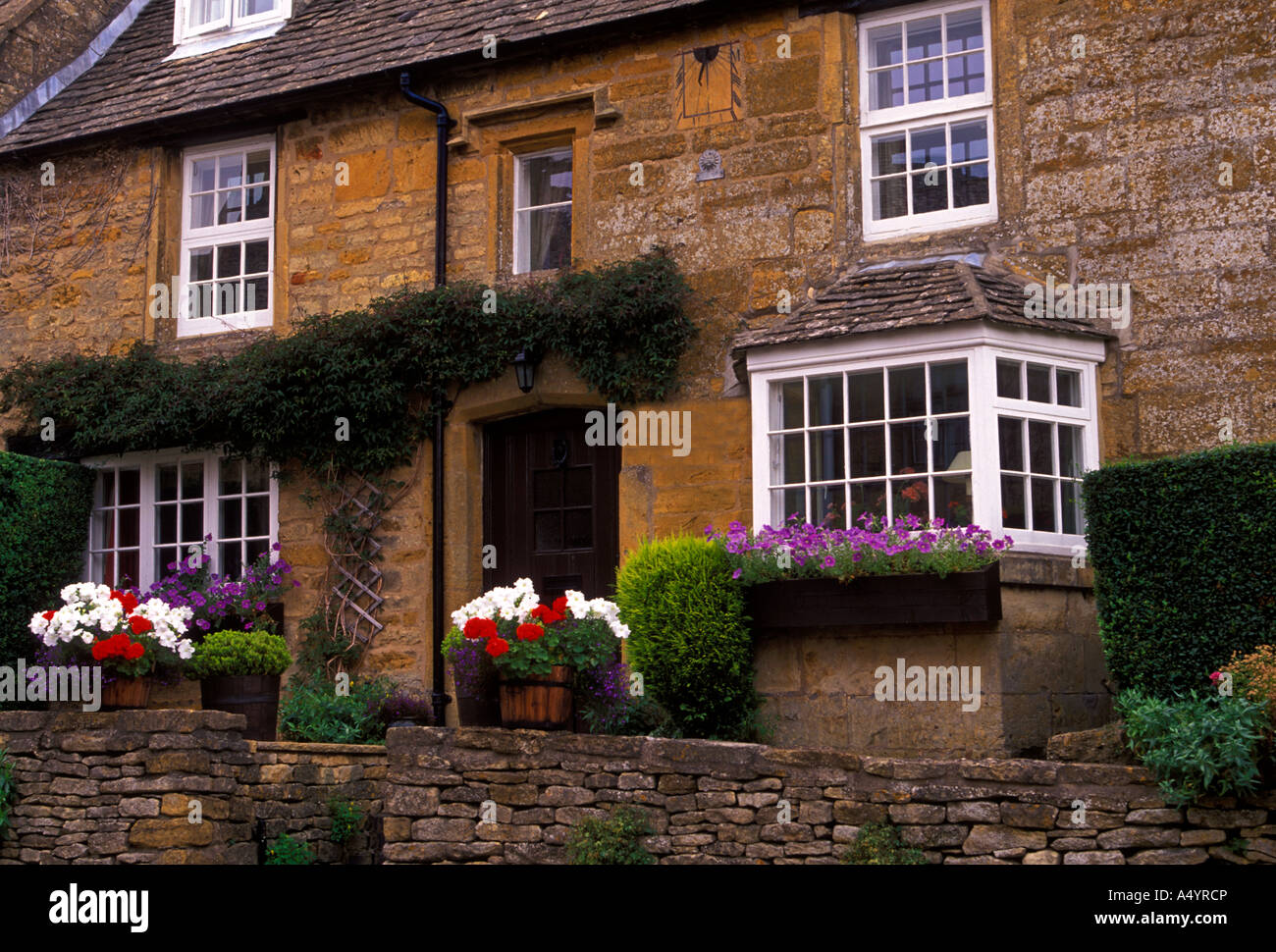 Architecture stone building in the village of Bourton-on-the-Hill in Gloucestershire County England Europe Stock Photo
