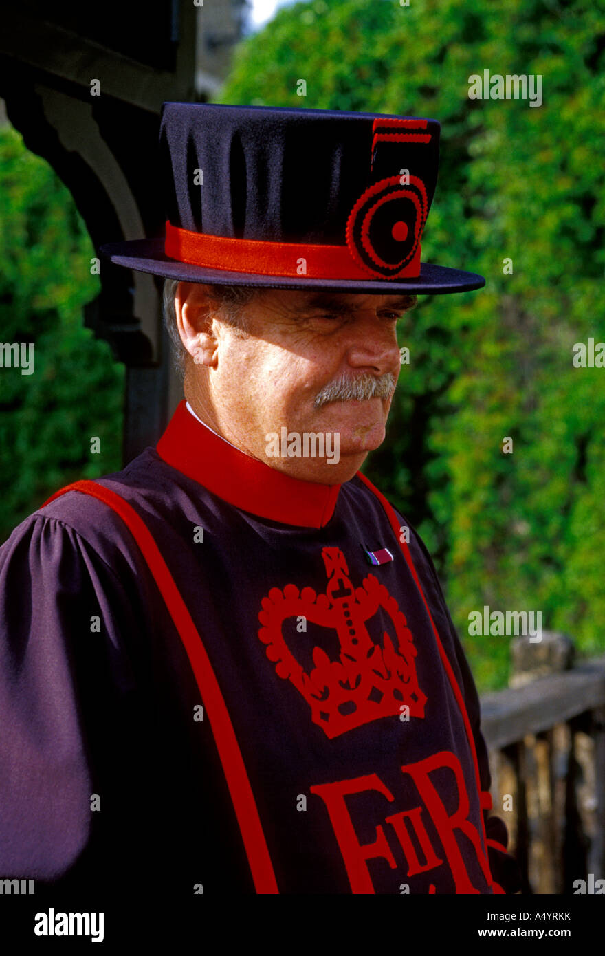 1, one, Yeoman Warder, Beefeater, Queen's Royal Guard, Tower of London, capital city, city, London, England, Great Britain, United Kingdom, Europe Stock Photo