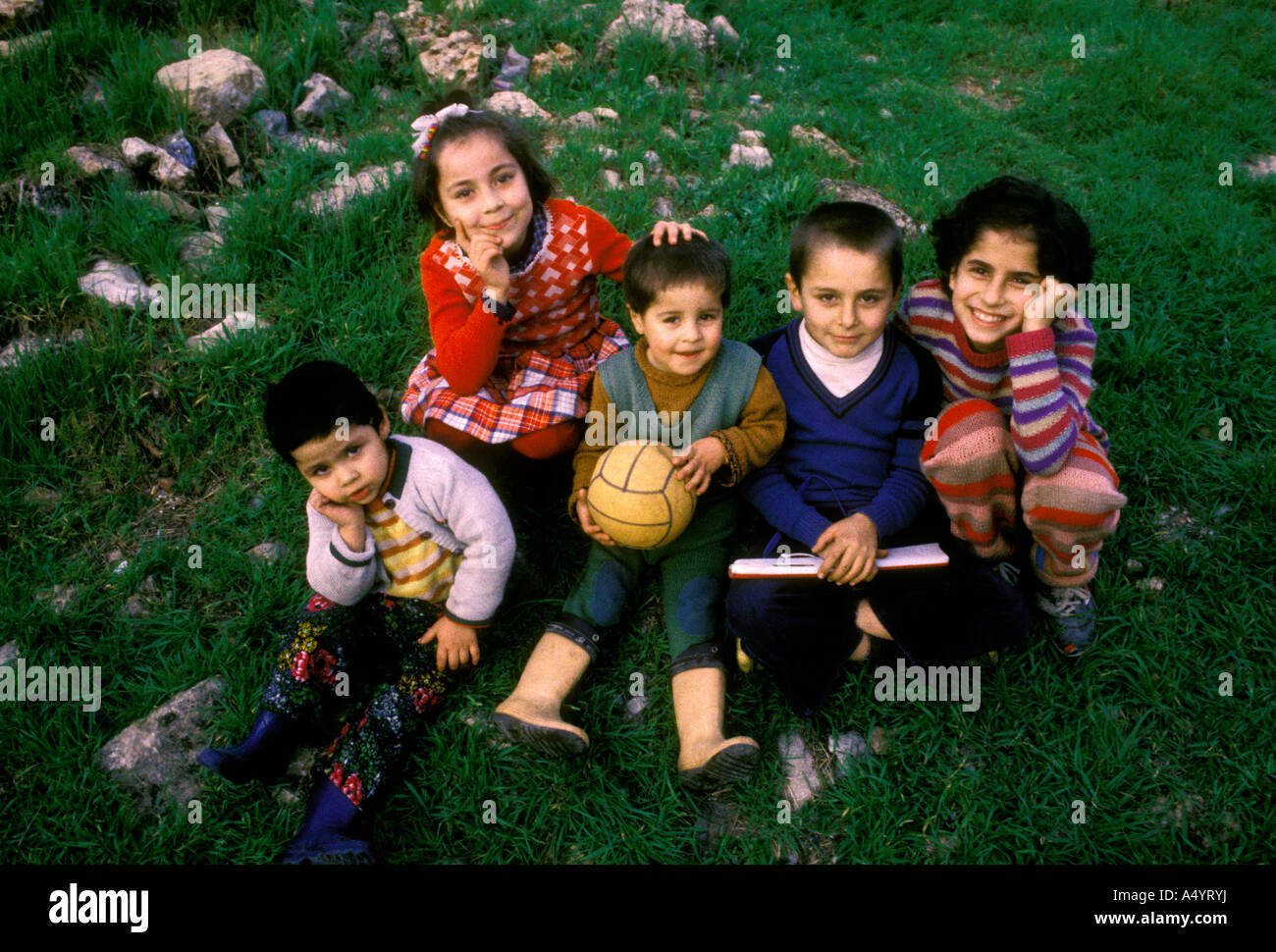 5, five, Kurdish children, friends, brothers, sisters, eye contact