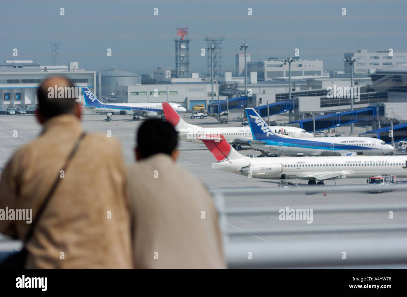 Spectators watch aircraft from the Skydeck of new Central Japan International Airport Chubu in Nagoya Stock Photo
