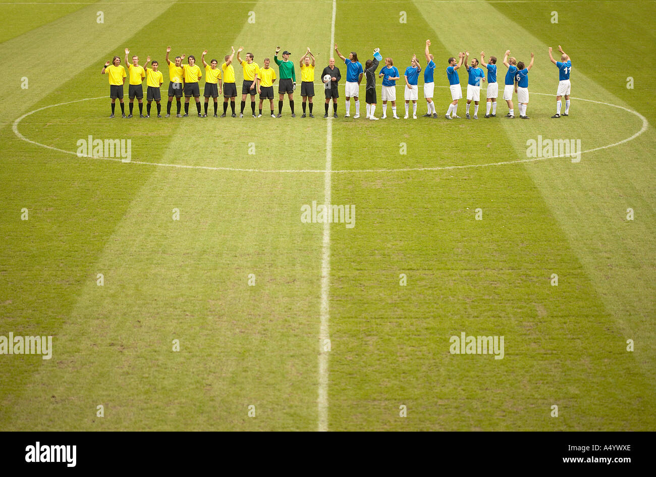 Football teams on the pitch Stock Photo Alamy