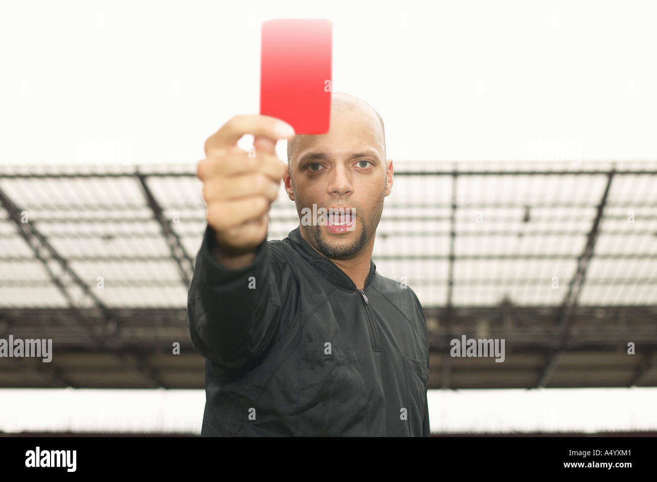 Referee giving red card Stock Photo Alamy