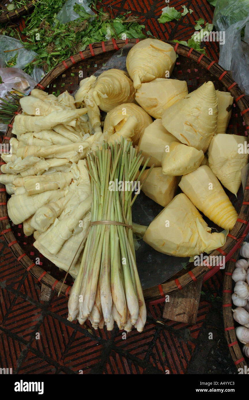 Bamboo shoots cooked in a street market Hanoi Vietnam South East Asia