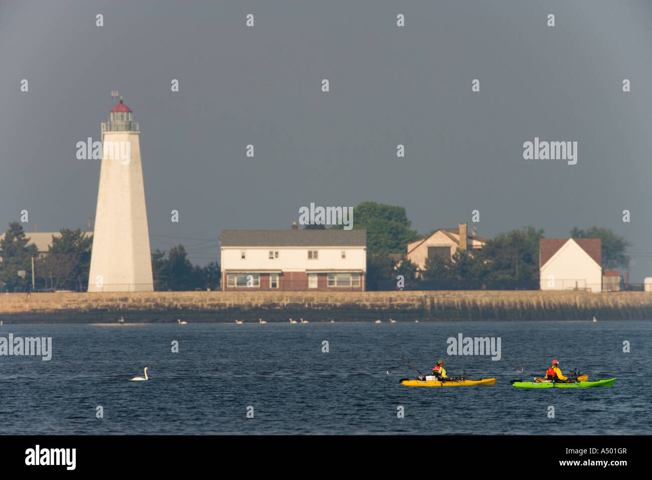 Sea kayaking with fishing gear in the mouth of the Connecticut River