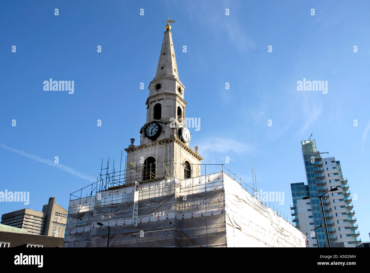 St the Martyr church restoration work in progress in Borough High Street Southwark London