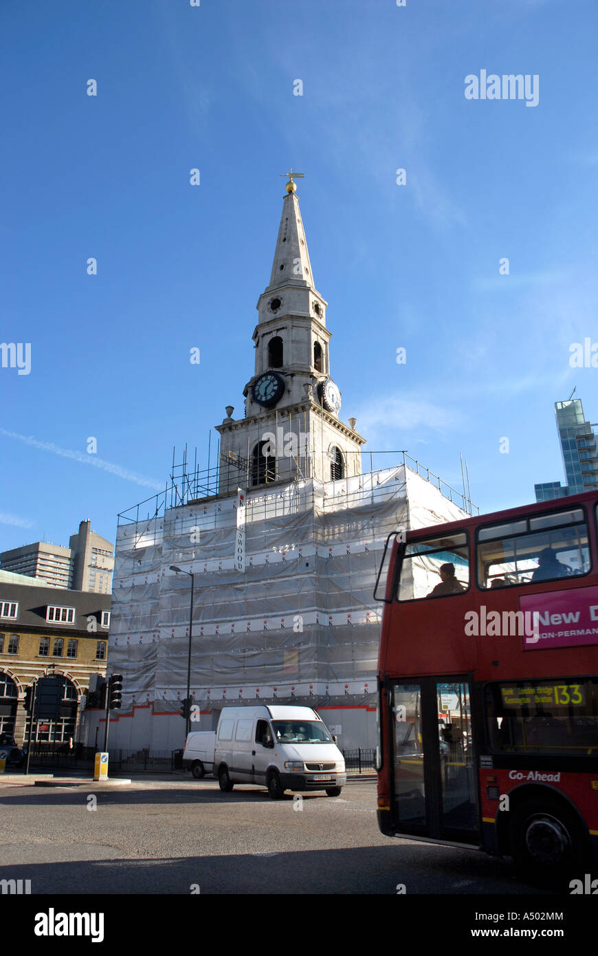 St the Martyr church restoration work in progress in Borough High Street Southwark London