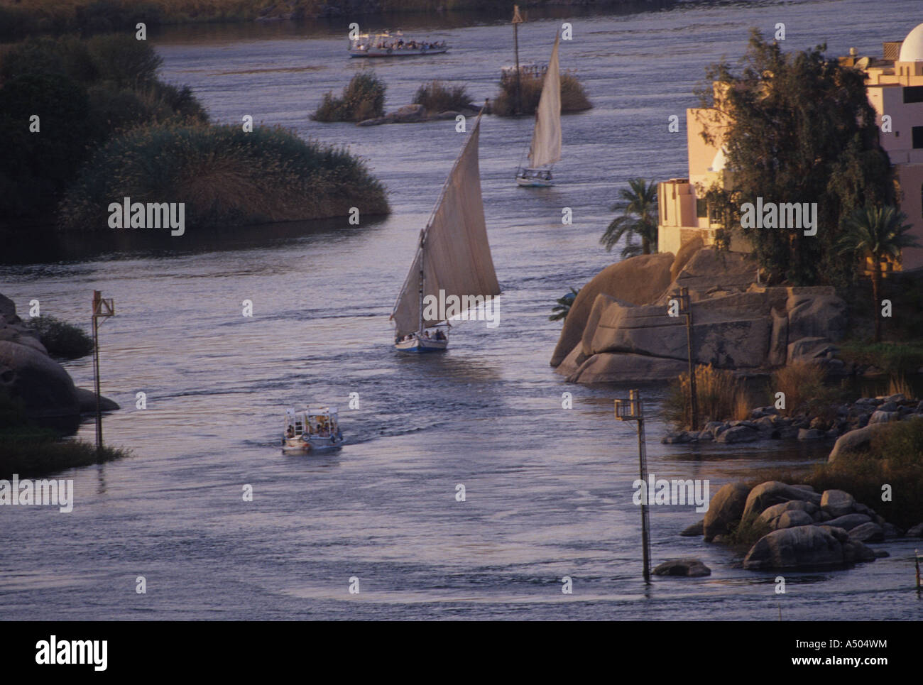 felucca aswan egypt nile river Stock Photo - Alamy