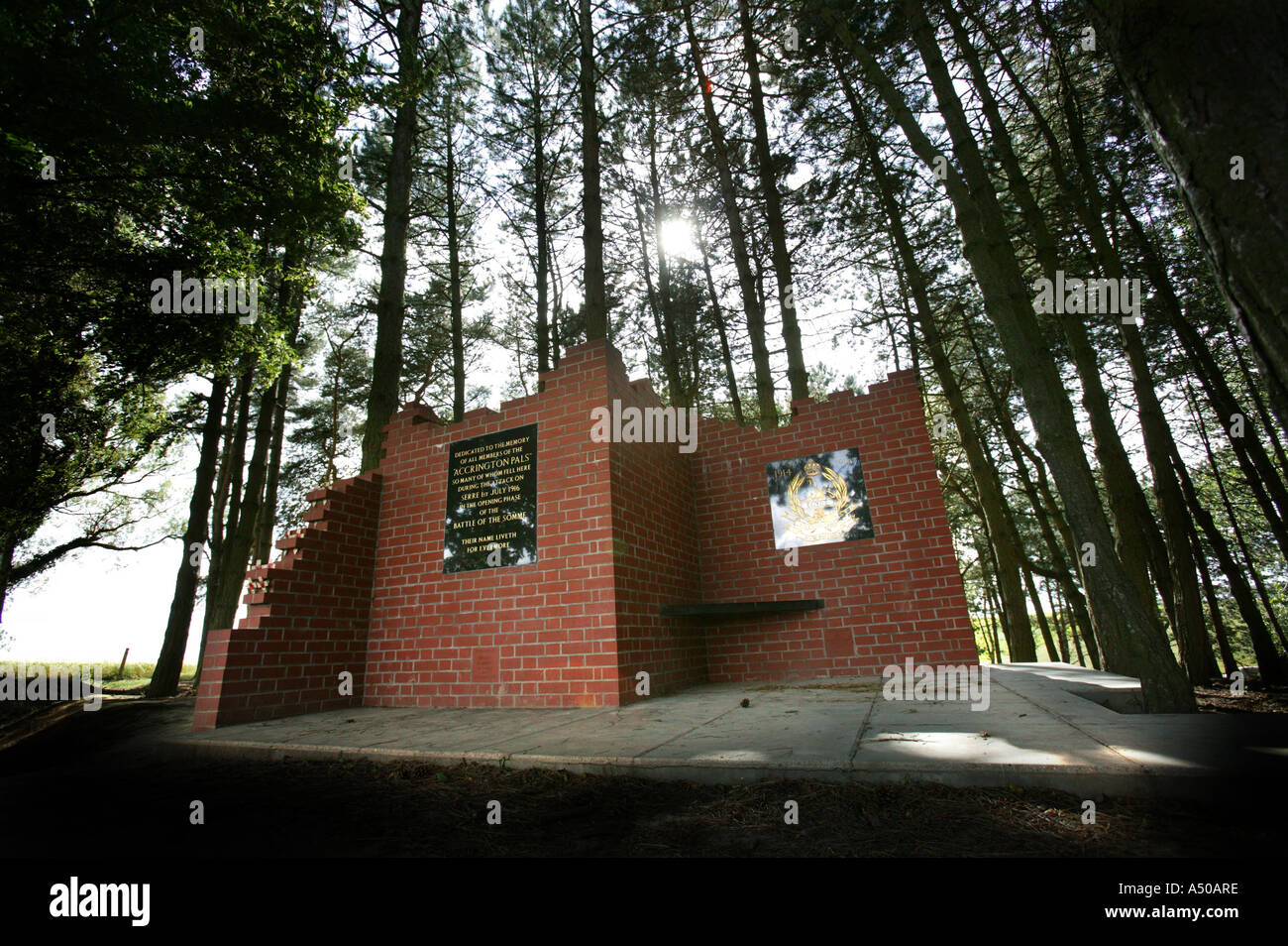 The Accrinton Pals memorial at Serre on the Somme Stock Photo