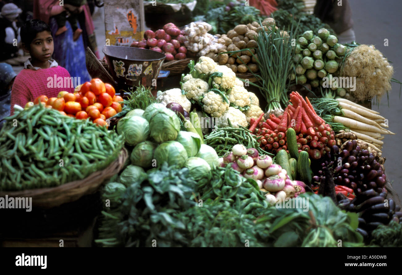 Vegetable vendor at Delhi India Stock Photo Alamy