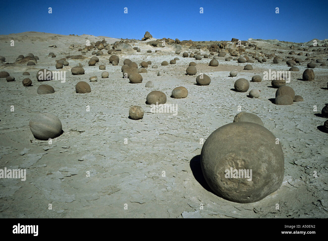 Strange naturally formed stone balls in Argentinian desert Stock Photo Alamy