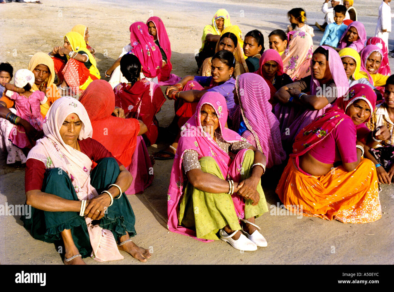 Village women sitting in a group in Gujarat India Stock Photo Alamy