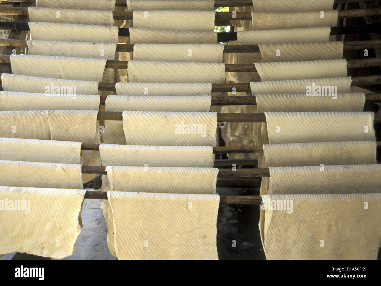 Rubber sheets being dried Stock Photo Alamy