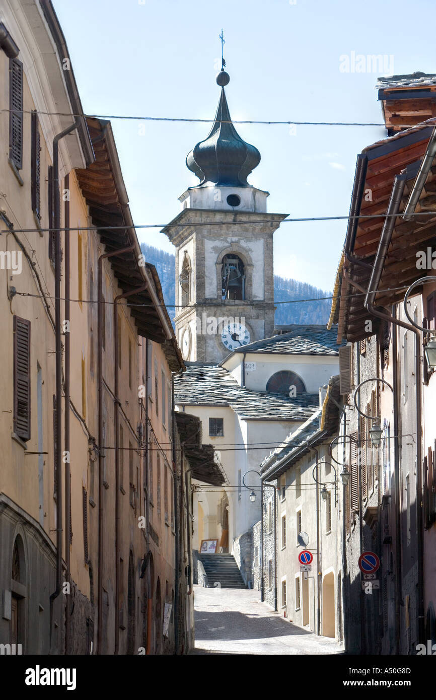 Main street of Oulx Piedmonte Italy Stock Photo