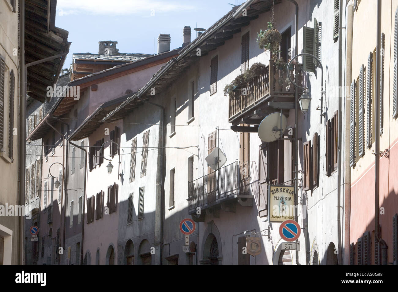 Oulx main street Piedmonte Italy Stock Photo