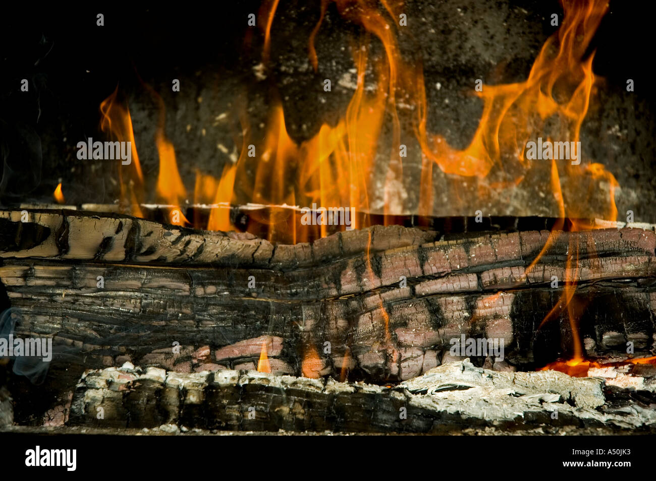 Fire in a fireplace. Stock Photo