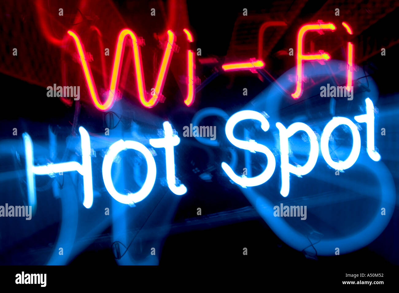 Wi Fi Hot Spot Neon Sign Stock Photo