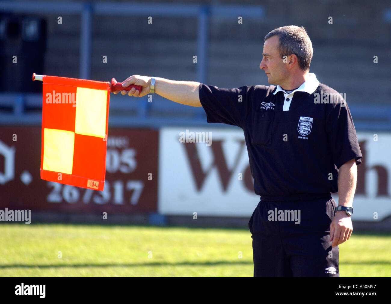 Linesman at a football match Stock Photo Alamy