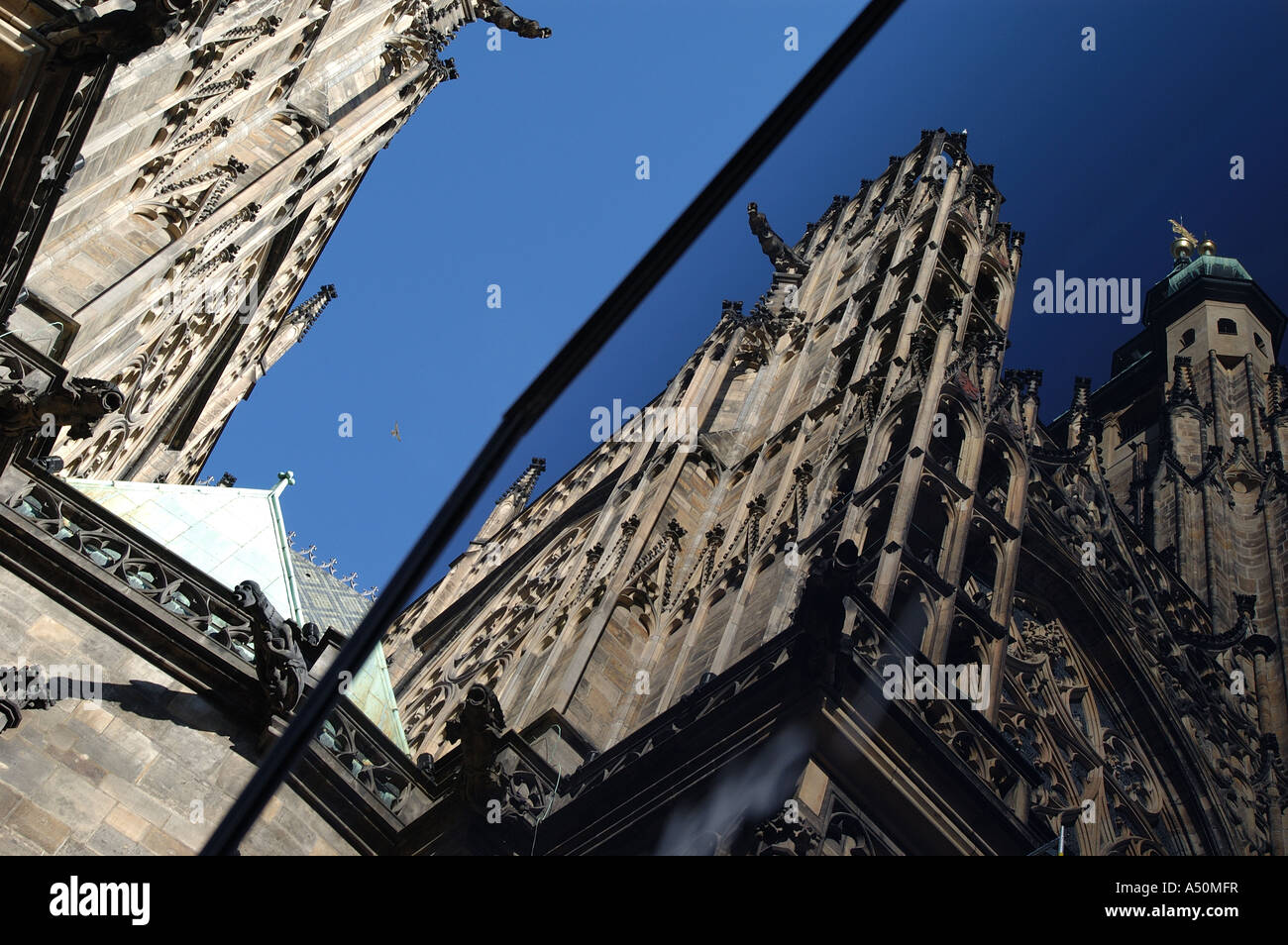 Reflection of St Vitus Cathedral, Prague Czech Republic Stock Photo