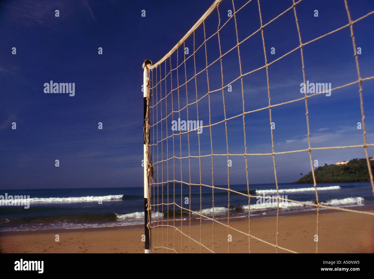 Volleyball net at a beach in Goa Stock Photo Alamy