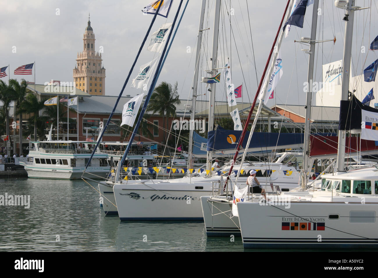 Miami Florida,Biscayne Bay water,Bay waterside Marketplace,marina