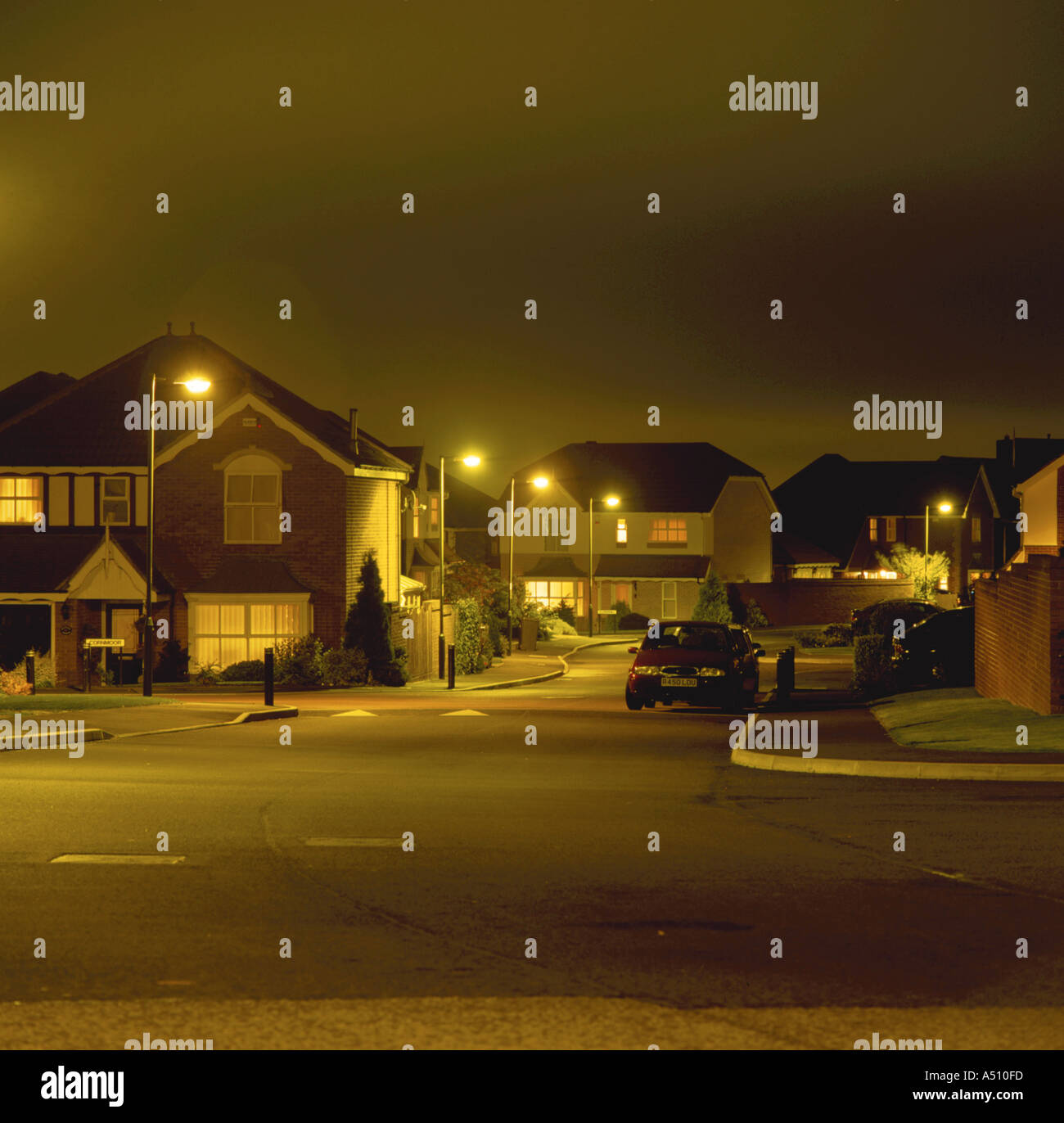 Suburban housing estate at night, Waldridge Park, ChesterleStreet