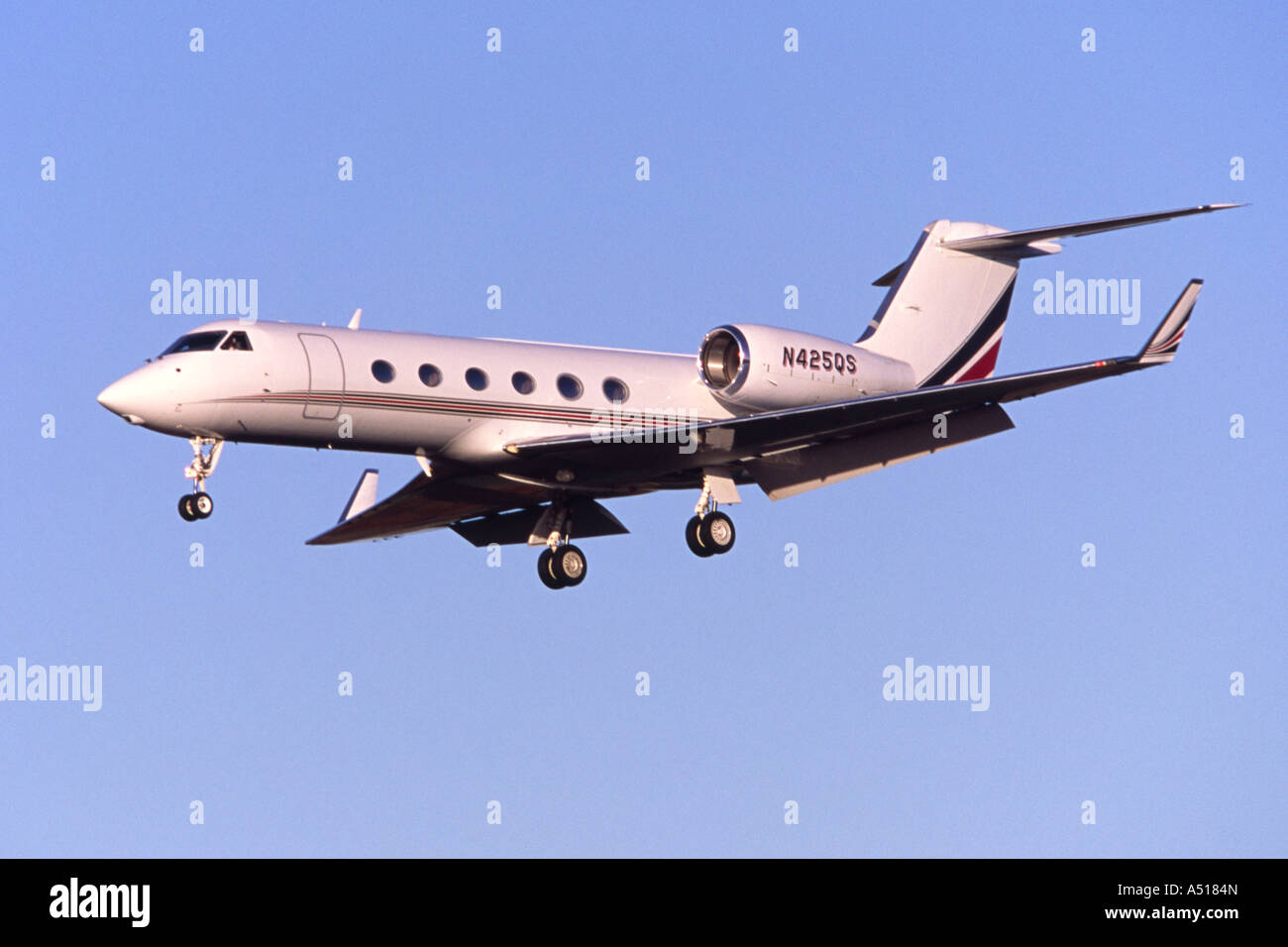 Gulfstream G450 private jet landing at Luton Airport, UK Stock Photo