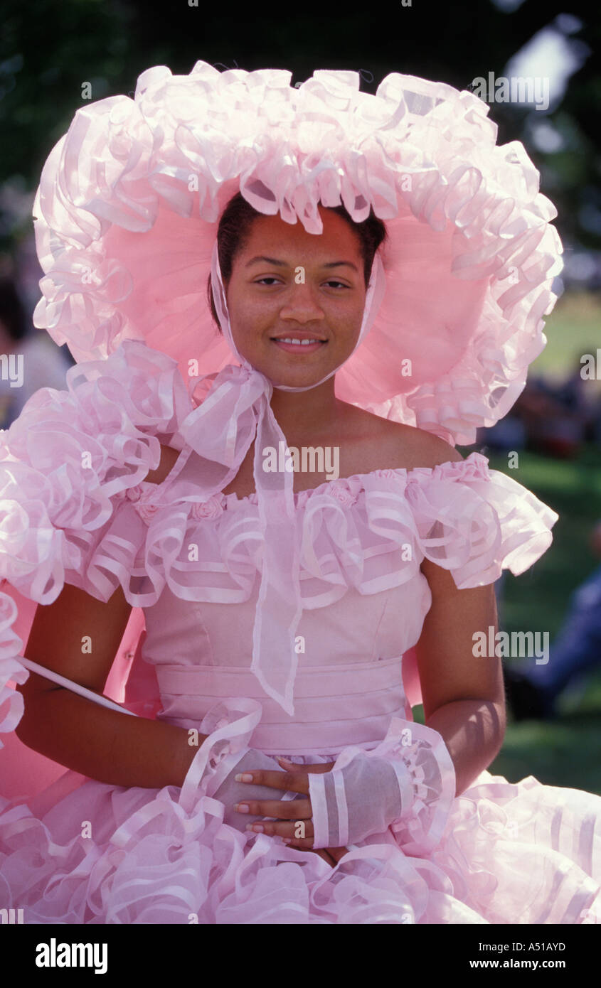Portrait of African American teen in plantation finery Stock Photo