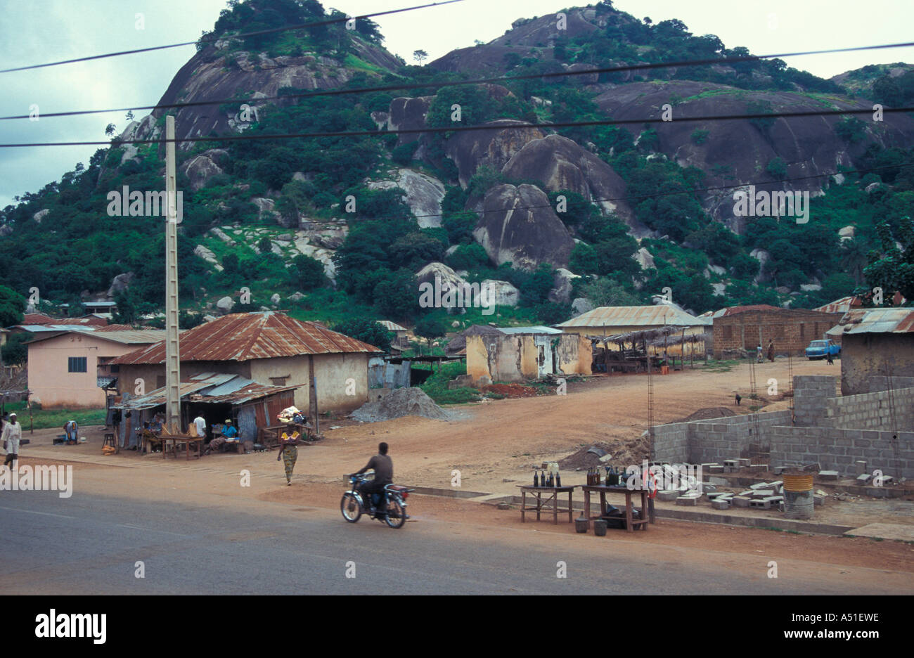 Save sacred rocks shop houses Benin Stock Photo Alamy