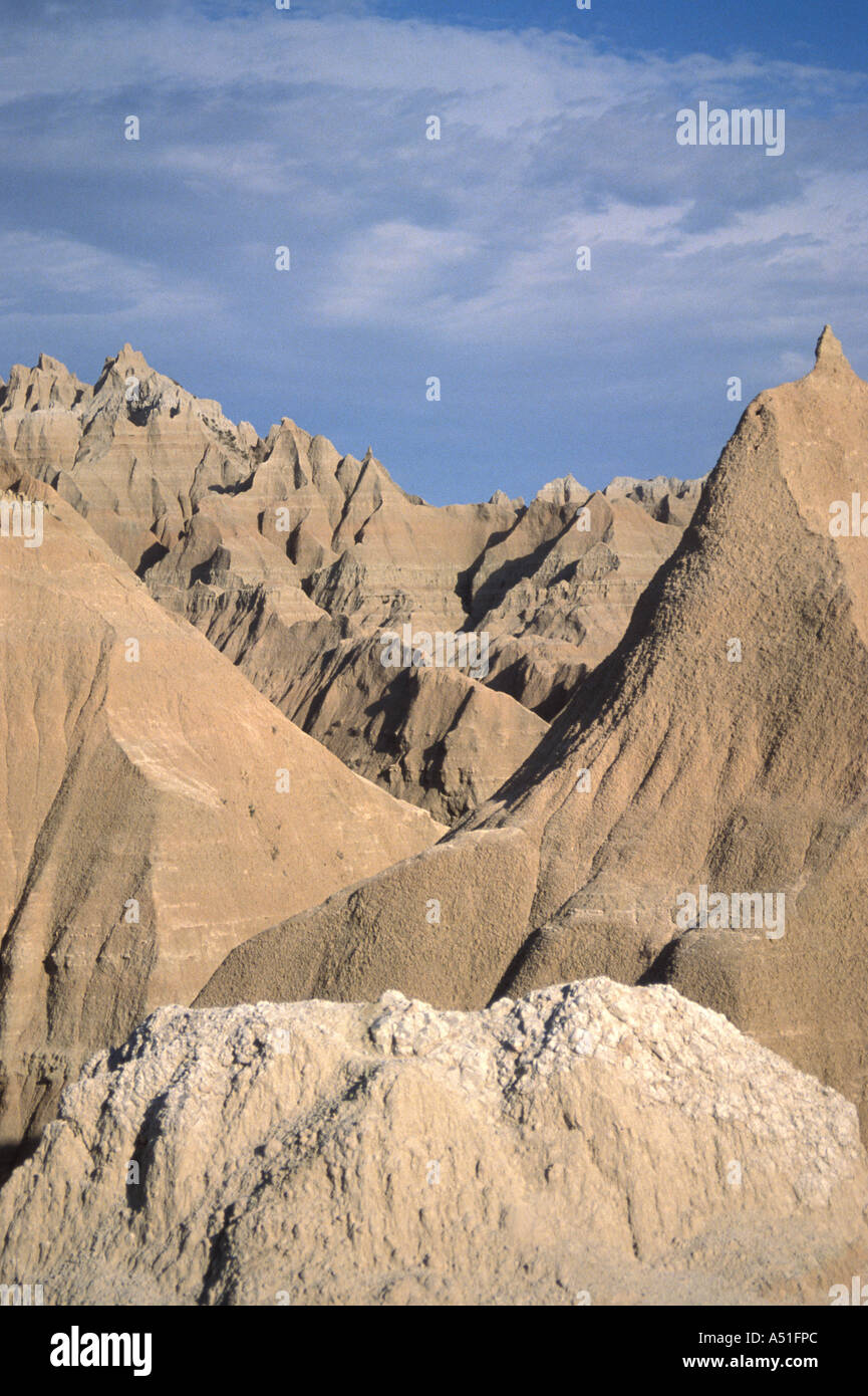 South Dakota Badlands National Park Scenic Loop Road eroded buttes spires geologic formations Stock Photo