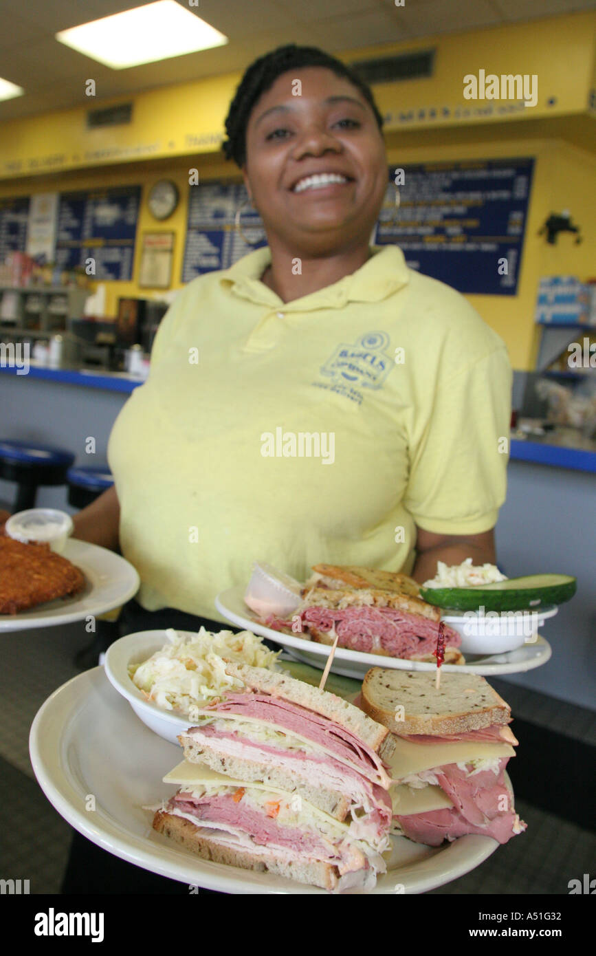 Miami Florida,Bagel and Company,Jewish Kosher sandwiches,Haitian woman,female,waitress server