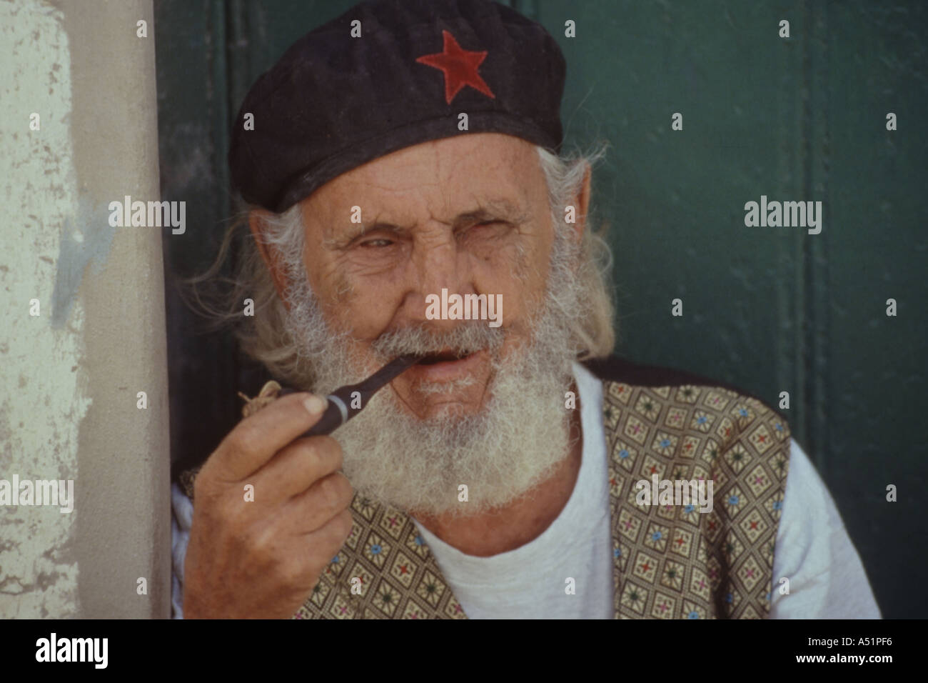 man with red star Havana Stock Photo