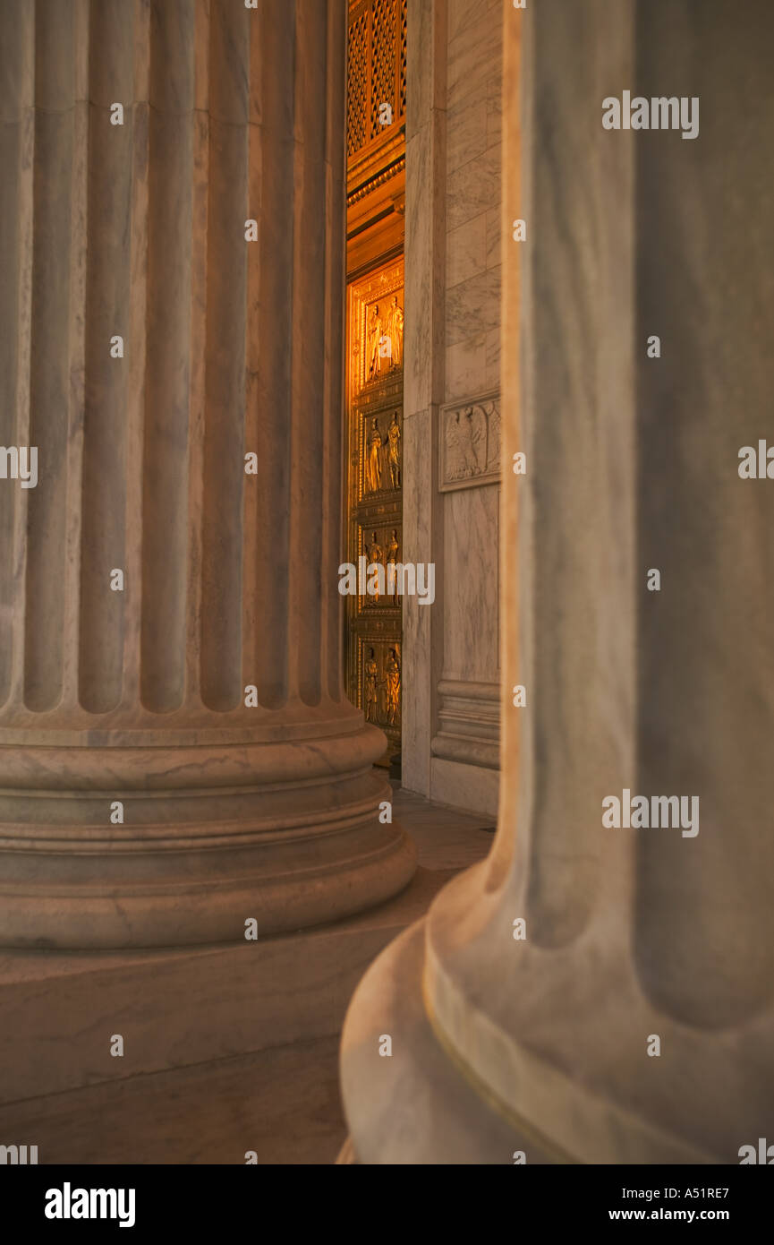 Golden doors and columns of the United States Supreme Court building Washington DC USA Stock Photo