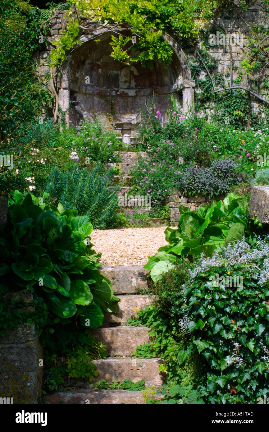 Cotswold stone garden feature, Cotswolds, Gloucestershire, England, UK