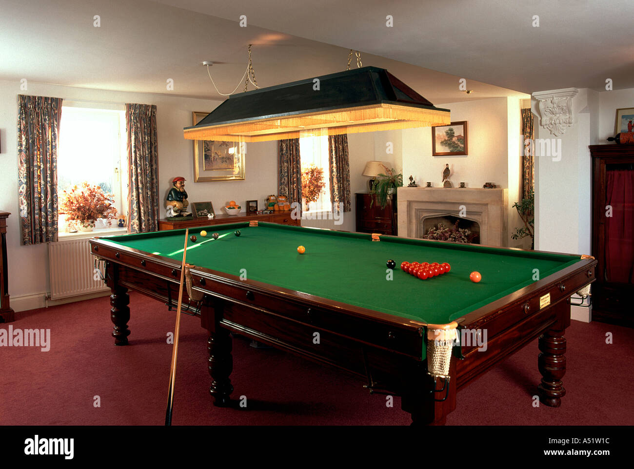 Interior, games room, snooker table Stock Photo