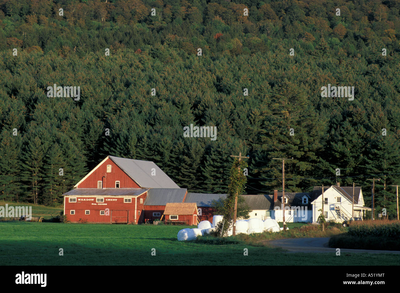 Waitsfield VT Mad River Valley Farm in the Green Mountains Stock Photo