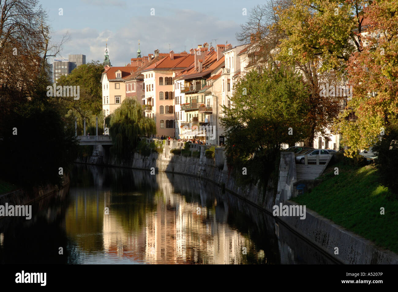 Ljubljana, riverbank of Ljubljanica Stock Photo