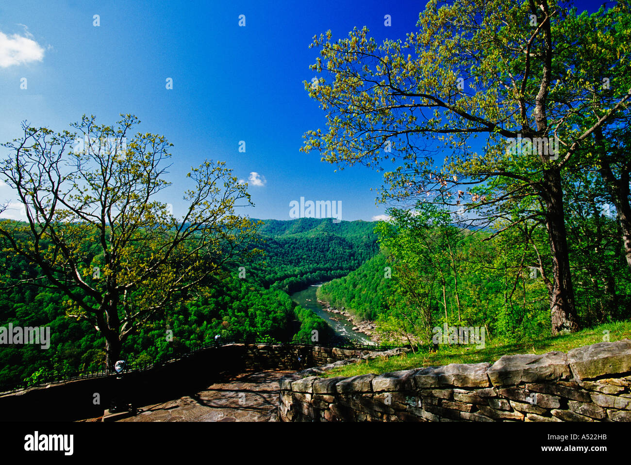 View Of The New River New River Gorge From Viewing Platform Hawks Nest State Park West Virginia Stock Photo