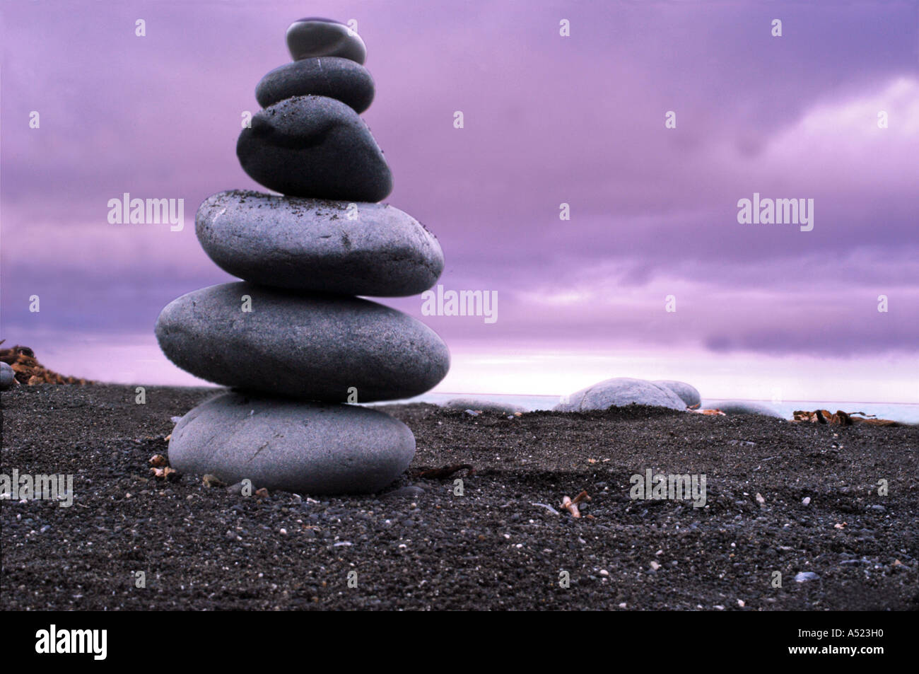 stone pebbles stacked Stock Photo
