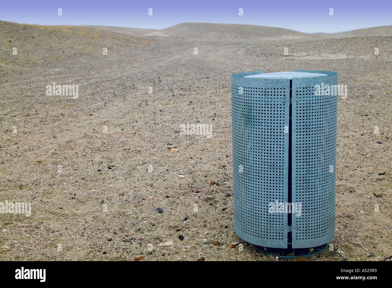 Dustbin in the desert Stock Photo